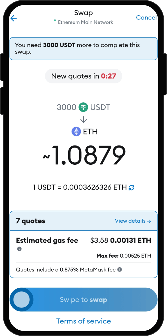 Swap Your USDT for WETH