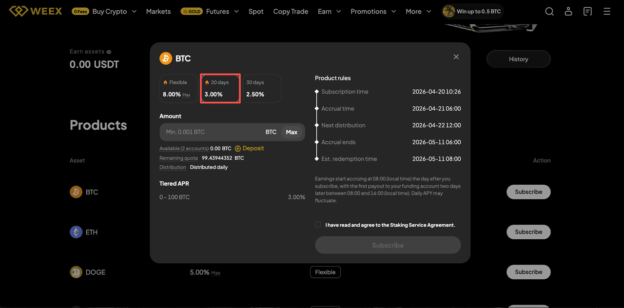 how to stake on weex exchange